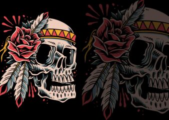 Floral skull illustration t-shirt design