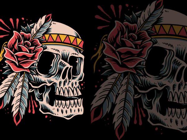 Floral skull illustration t-shirt design