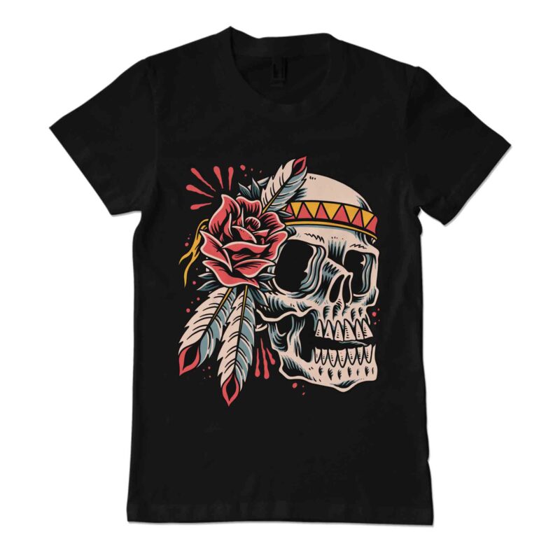 Floral skull illustration t-shirt design