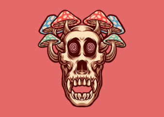 gorilla skull mushroom t shirt design template