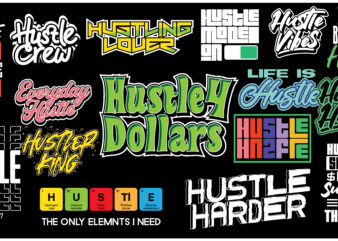 15 Hustle bundle text or typography design | 15 DESIGN | hustle 24/7/365 days | minimalist text or typography design