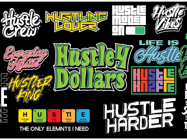 15 hustle bundle text or typography design | 15 design | hustle 24/7/365 days | minimalist text or typography design