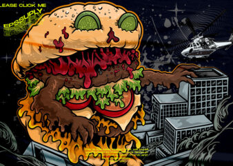 Monster burger, funny Junkfood parody t shirt designs for sale