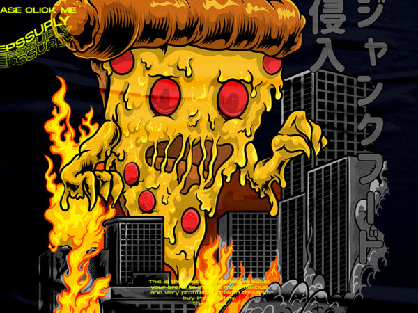 Monster pizza t shirt designs for sale