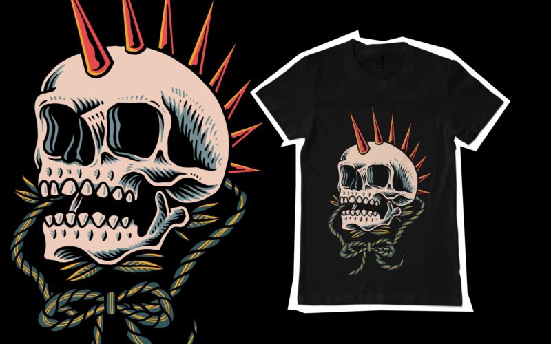 Punk skull t-shirt design