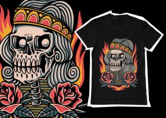 Rock n roll skull t-shirt template