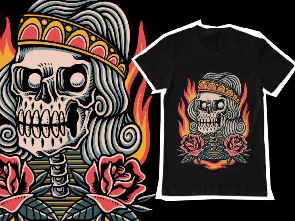 Rock n roll skull t-shirt template