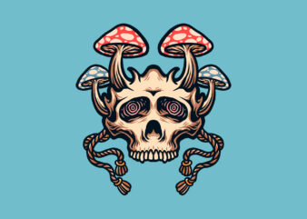 skull mask mushroom t shirt template vector