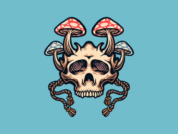 Skull mask mushroom t shirt template vector