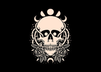 skull rose t shirt template vector