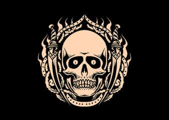 skull swords t shirt template vector