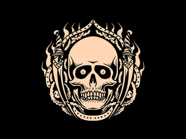 Skull swords t shirt template vector