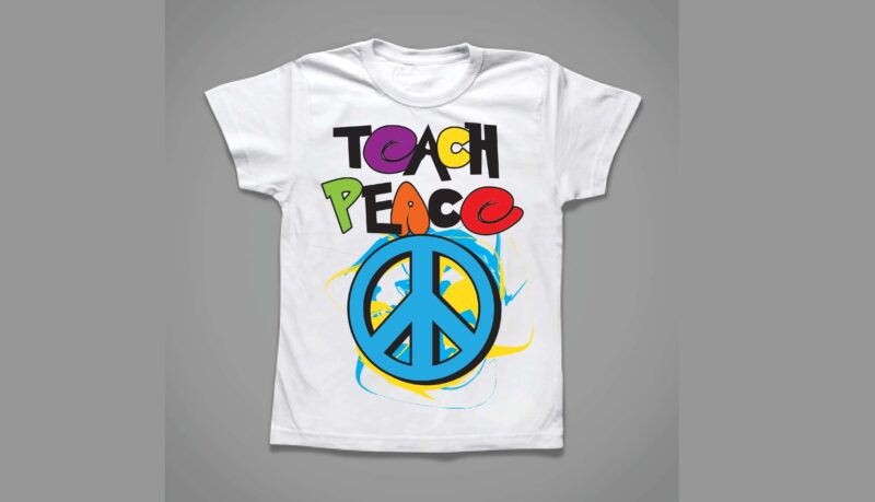 teach peach groovy t-shirt design