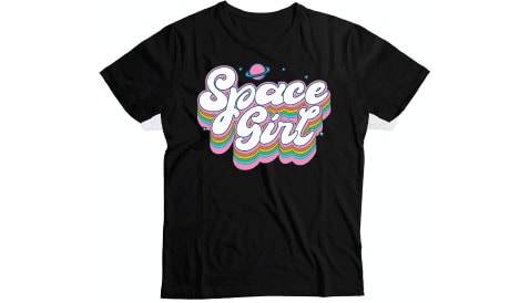 Space girl cute typography t-shirt design