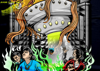 Ramen alien invasion, UFO t shirt design online