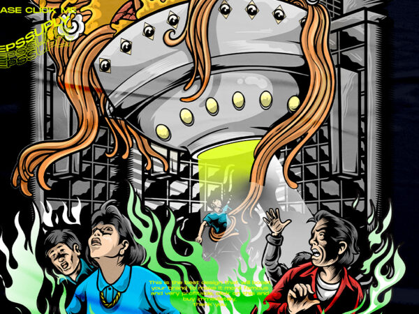 Ramen alien invasion, ufo t shirt design online