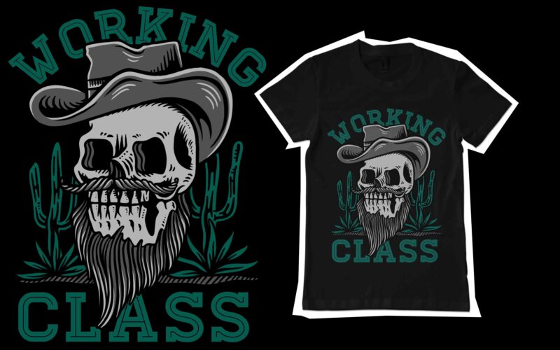 Working class skull t-shirt template