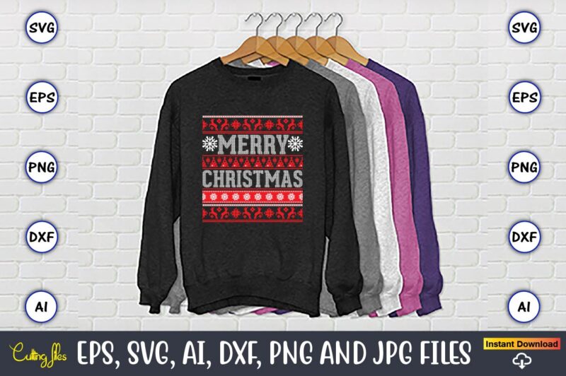 Merry christmas, Ugly Christmas sweater design, Christmas SVG Bundle ,Christmas, Merry Christmas svg , Christmas Ornaments Svg , Cricut,Cut file for cricut,layered by color, Vector, Instant Download,Winter SVG Bundle, Christmas