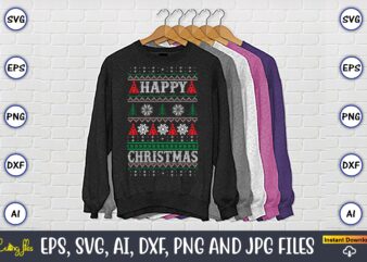 Happy Christmas, Ugly Christmas sweater design, Christmas SVG Bundle ,Christmas, Merry Christmas svg , Christmas Ornaments Svg , Cricut,Cut file for cricut,layered by color, Vector, Instant Download,Winter SVG Bundle, Christmas