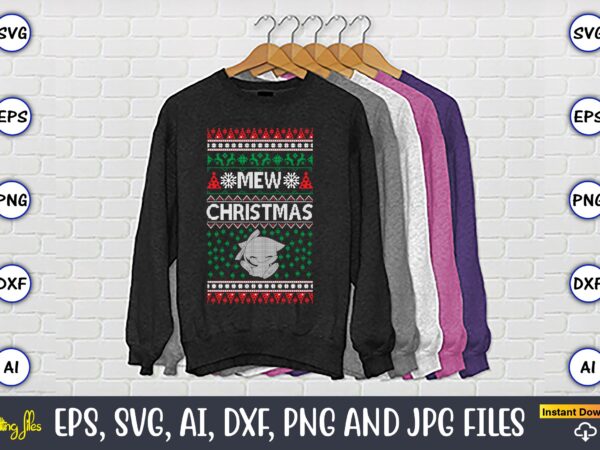 Mew christmas, ugly christmas sweater design, christmas svg bundle ,christmas, merry christmas svg , christmas ornaments svg , cricut,cut file for cricut,layered by color, vector, instant download,winter svg bundle, christmas