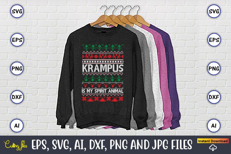 Krampus is my spirit animal, Ugly Christmas sweater design, Christmas SVG Bundle ,Christmas, Merry Christmas svg , Christmas Ornaments Svg , Cricut,Cut file for cricut,layered by color, Vector, Instant Download,Winter