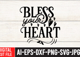 Bless Your Heart T-Shirt Design , Cowgirl Svg Bundle – Western svg – Southern SVG – Country SVG – Howdy svg – Wild West – boho svg – cricut silhouette