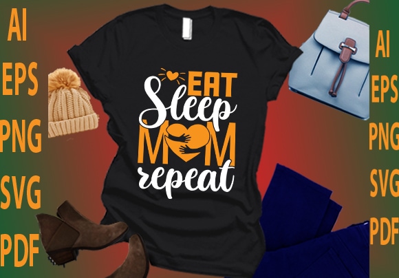 Eat sleep mom repeat vector clipart