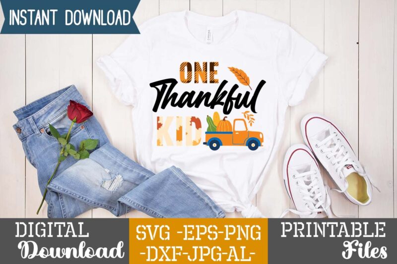 One Thankful Kid sublimation Design