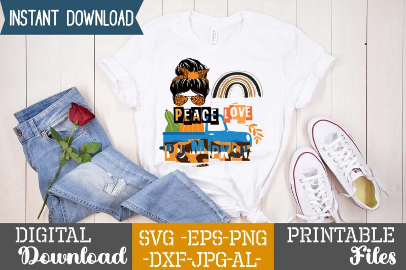 Peace Love Pumpkin sublimation Design