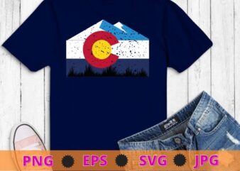 State of Colorado Flag Shirt Gift For Men Women Vintage T-Shirt design svg, Mountains, Mountaineer, USA, vintage,