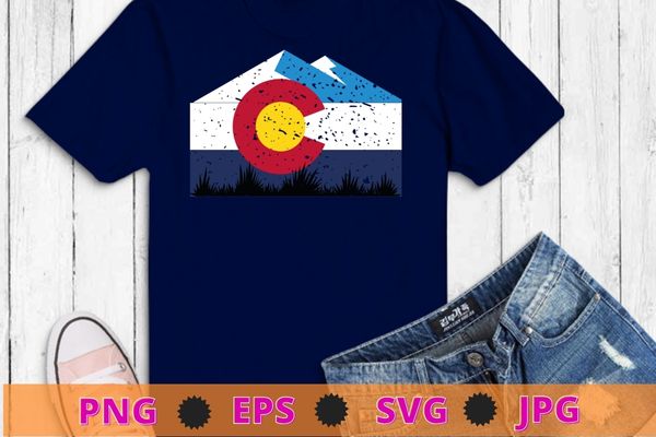 State of colorado flag shirt gift for men women vintage t-shirt design svg, mountains, mountaineer, usa, vintage,