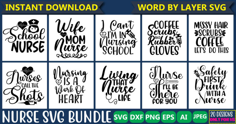 Nurse Svg Bundle, Nurse Quotes, Nurse Saying, Nurse Clipart, Nurse Life, Doctor Svg, Nurse Svg File for Cricut, Nurse Cut File, Nurse Mom,Nurse Bundle SVG, Nurse Quotes SVG, Doctor Svg,