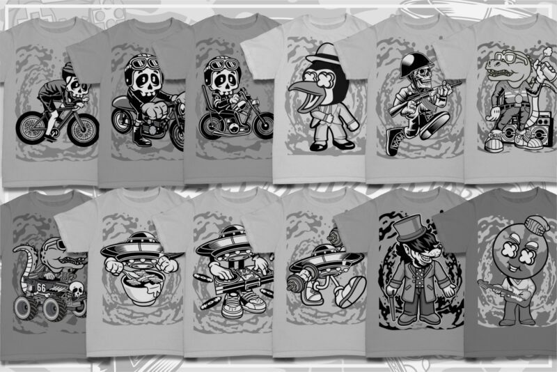 t-shirt vector 100 Cartoon Tshirt Designs Bundle #10