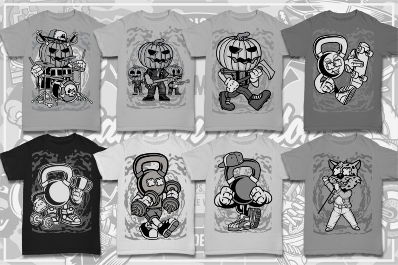 t-shirt vector 100 Cartoon Tshirt Designs Bundle #10