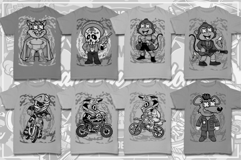 t-shirt vector 100 Cartoon Tshirt Designs Bundle #10