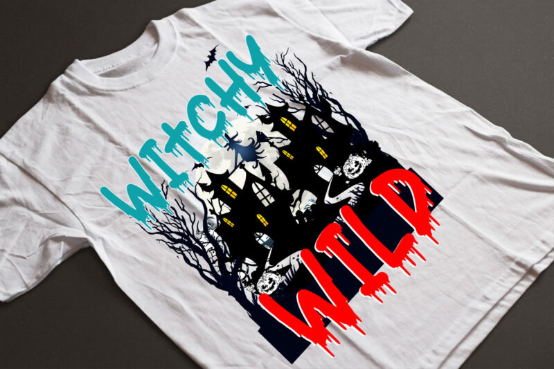 Witchy Wild illustration T-Shirt Design ,Halloween t shirt bundle, halloween t shirts bundle, halloween t shirt company bundle, asda halloween t shirt bundle, tesco halloween t shirt bundle, mens halloween