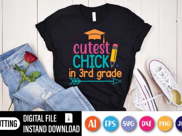 Cutest chick in 3rd grade t shirt vector file