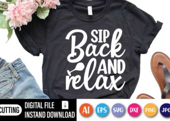 Sip Back And Relax Wine Funny Quotes Diva Melanin Nubian Black Girl Magic SVG JPG PNG Vector Designs Clipart Cricut Silhouette Cut Cutting