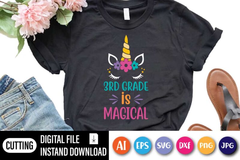 3rd Grade Is Magical, 3rd Grade is Magical svg, Third Grade is Magical svg, Back to School svg, Unicorn svg, School svg, dxf, Print, Cut File, Cricut, Silhouette