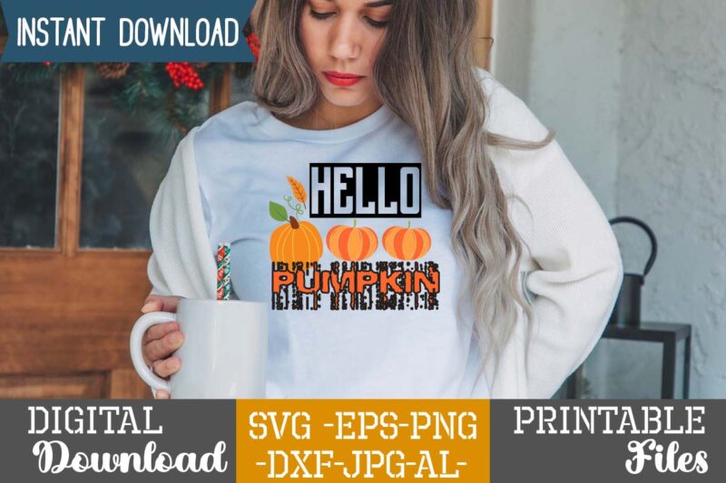 Hello Pumpkin SVG Design,Hello Pumpkin T-shirt Design