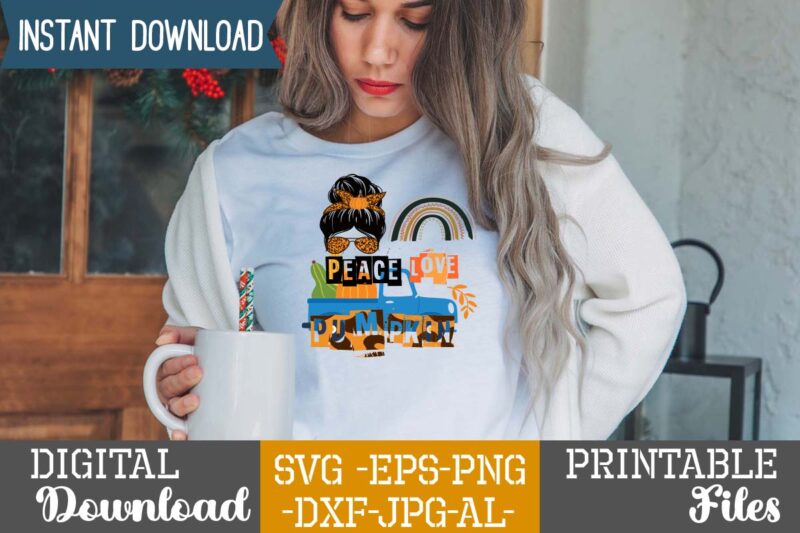 Peace Love Pumpkin sublimation Design