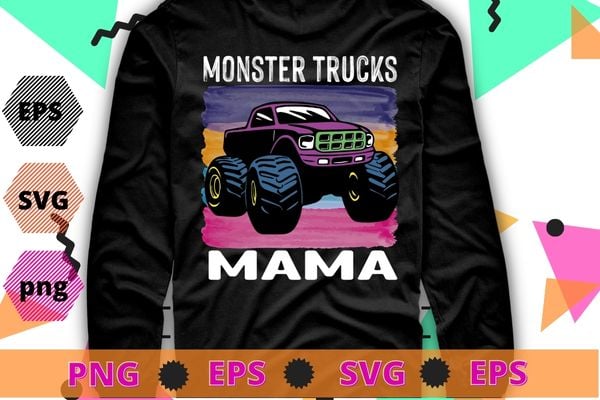 Vintage Monster Truck Shirt Monster Truck Mama Retro T-Shirt design svg, Vintage, Monster Truck, Monster Truck Mama, watercolor