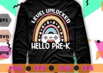 Boho Rainbow Heart For Teachers Women Hello Pre-K T-Shirt design svg, Rainbow, school, back to school,