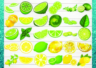 Lemons & Limes Bundle Summer drink png clipart bundle plus 1 free png file