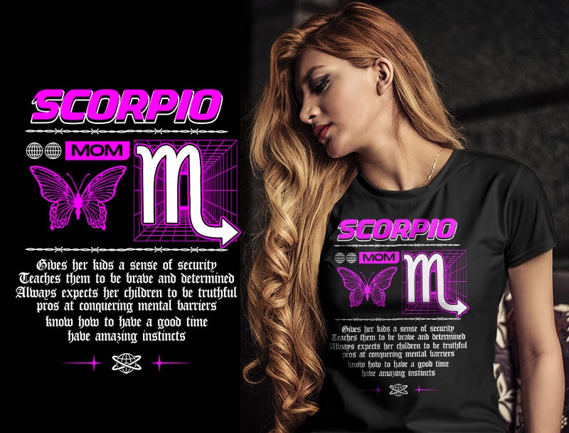 12 ZODIAC MOM tshirt designs bundle PART# 28 ON