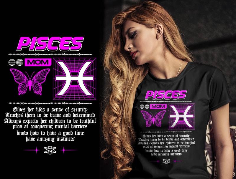 12 ZODIAC MOM tshirt designs bundle PART# 28 ON