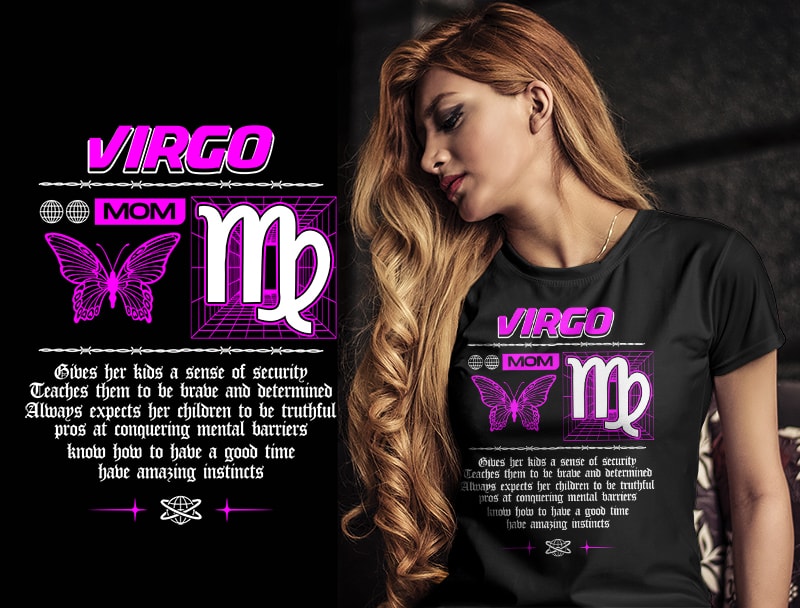 12 ZODIAC MOM tshirt designs bundle PART# 28 ON