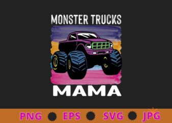 Vintage Monster Truck Shirt Monster Truck Mama Retro T-Shirt design svg, Vintage, Monster Truck, Monster Truck Mama, watercolor