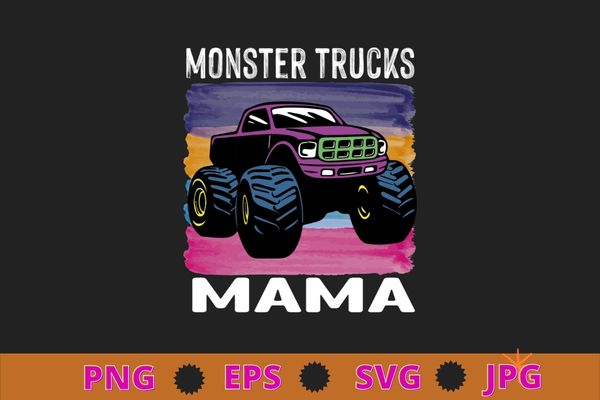 Vintage monster truck shirt monster truck mama retro t-shirt design svg, vintage, monster truck, monster truck mama, watercolor