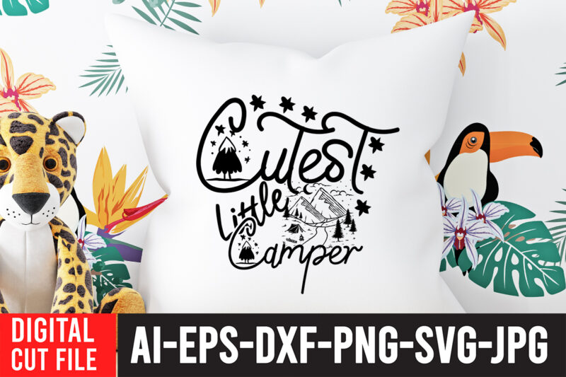 Cutest Little Camper T-Shirt Design , Camping SVG Bundle, 42 Camping Svg, Camper Svg, Camp Life Svg, Camping Sign Svg, Summer Svg, Adventure Svg, Campfire Svg, Camping cut files,Camping SVG